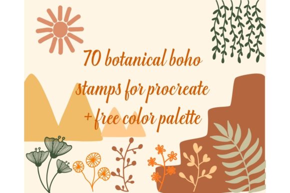 70 Botanical Boho Procreate Stamps Brush
