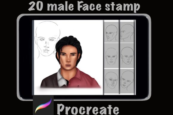 Accelerating Character Design Workflows with the 20 Male Face Stamp for Procreate