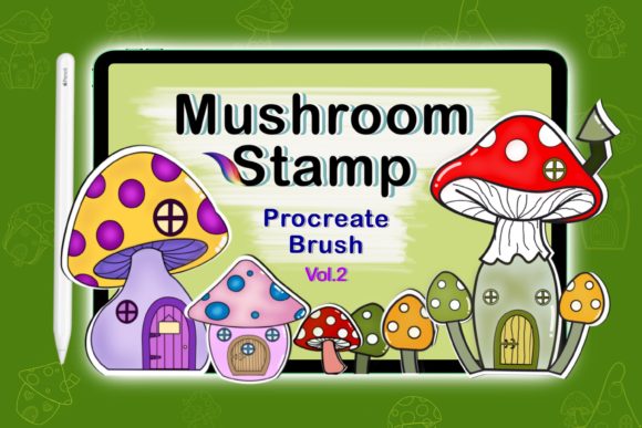 Bringing Whimsy to Digital Art with Mushroom House Brush Stamps for Procreate