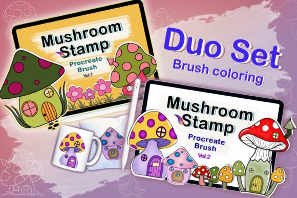 Bringing Whimsy to Digital Design with the Procreate Mushroom House Duo Set Brush