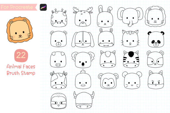 Cute Animal Face Stamps for Procreate