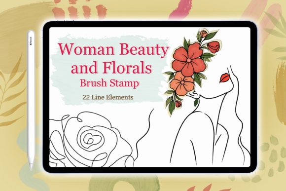 Enhancing Digital Art with the Woman Beautiful and Florals Stamp Brush for Procreate