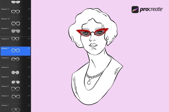 Enhancing Digital Illustrations with Glasses Procreate Stamps