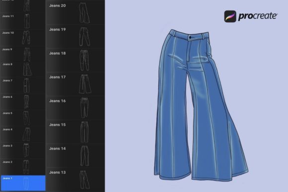 Mastering Digital Fashion Design with Jeans and Pants Procreate Stamps